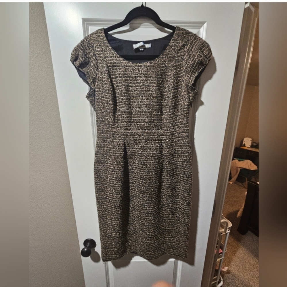 Boden Black and Gold Textured Midi Dress